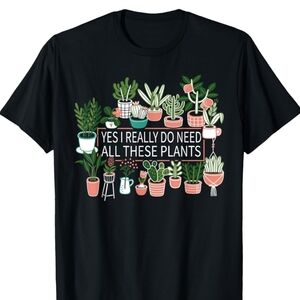 Plant Lady Graphic T-Shirt with Plant Design Black Size 2X NWT